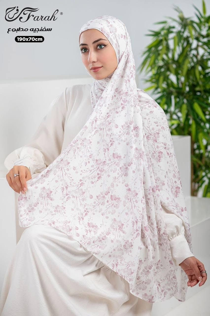 Cotton Crinkle Modal Hijab- Light Purple Floral