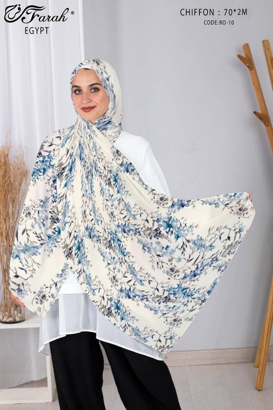 Patterned Chiffon- Blue Floral