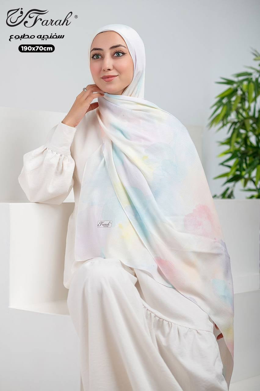 Cotton Crinkle Modal Hijab- Pastel abstract