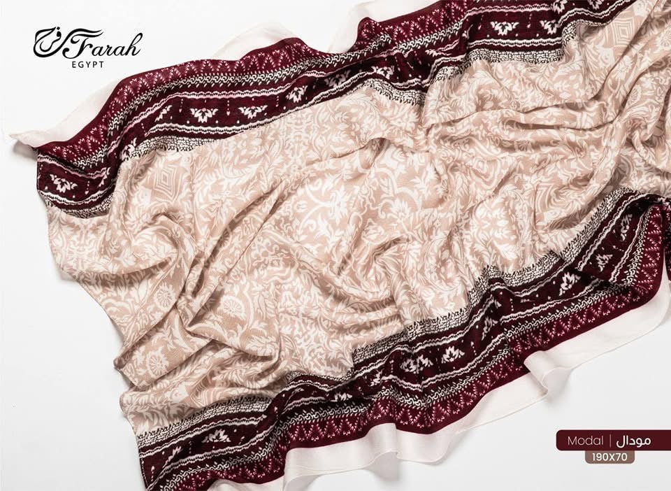 Printed Modal- Red-Beige