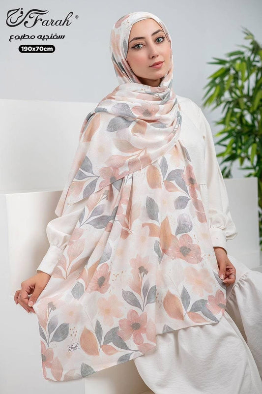 Cotton Crinkle Modal Hijab- Orange Flower