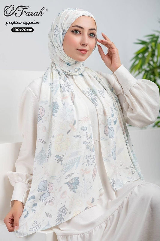 Cotton Crinkle Modal Hijab- Pink and Blue Floral pattern