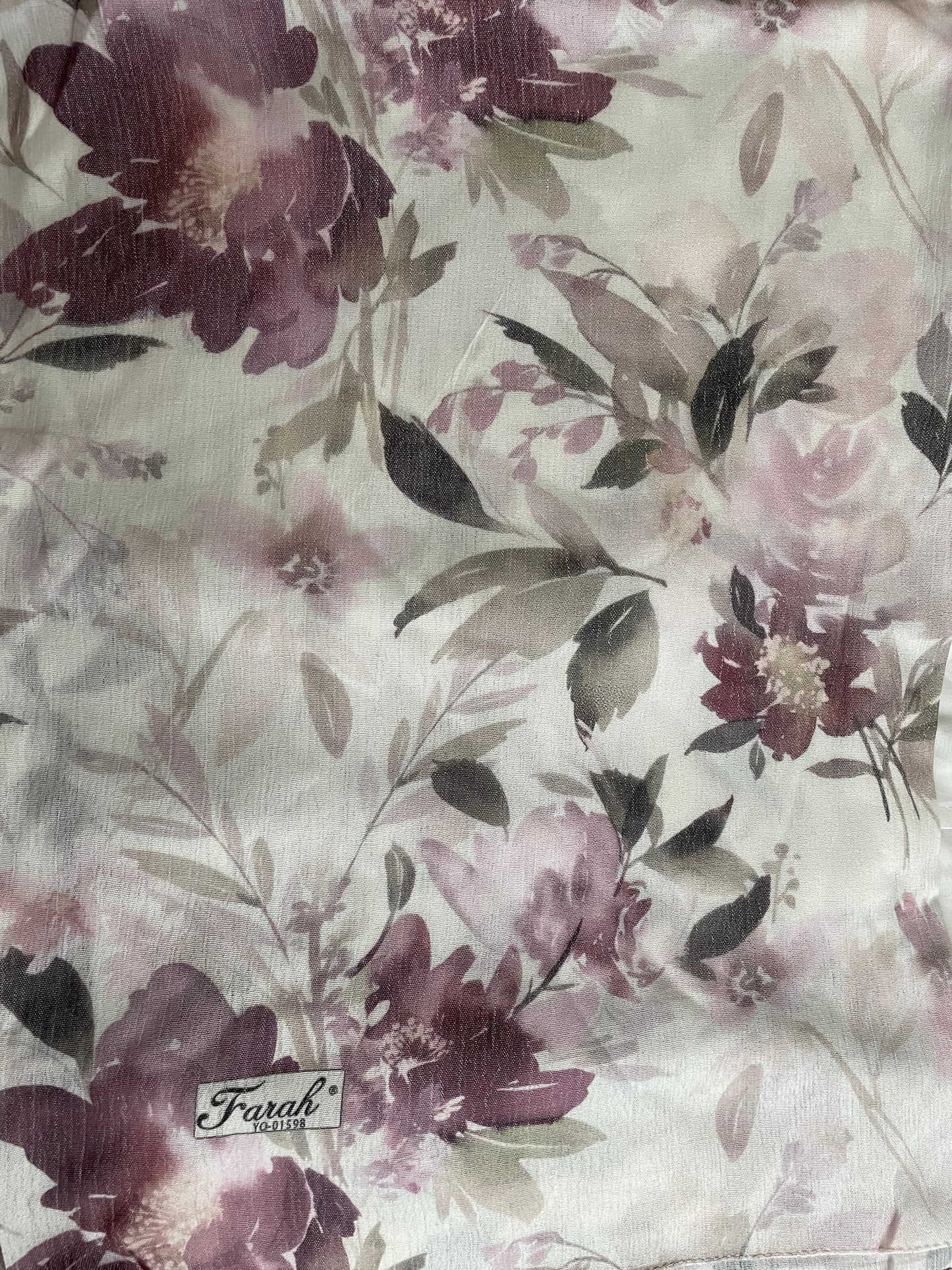 Cotton Crinkle Modal Hijab- Dark Purple Floral